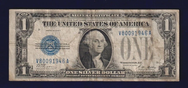 1928 A $1 Silver Certificate FUNNY BACK NOTE! Old US One Dollar Bill