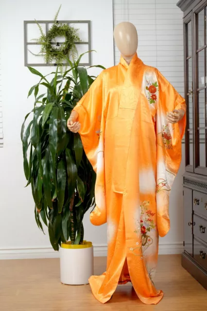 Dear Vanilla Japanese Silk Furisode Kimono Women's Authentic Japan Vintage Mint
