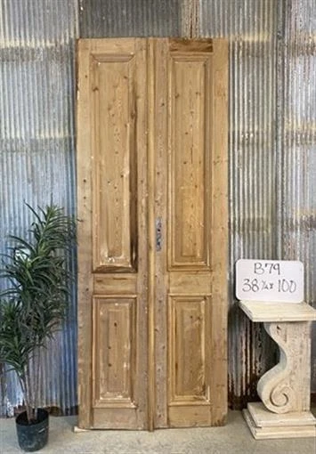 Antique French Double Doors (38.5x100) Thick Molding European Doors B79