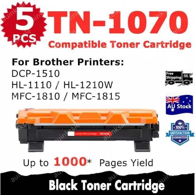 5x Non-OEM Toner TN1070 for Brother HL 1110 HL1110 MFC1810 HL1210W DCP1510 MFC