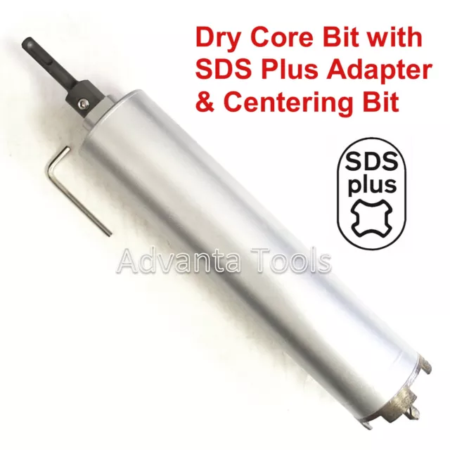 1-1/2" Dry Diamond Core Bit for Concrete with SDS Plus Adapter & Pilot Drill Bit