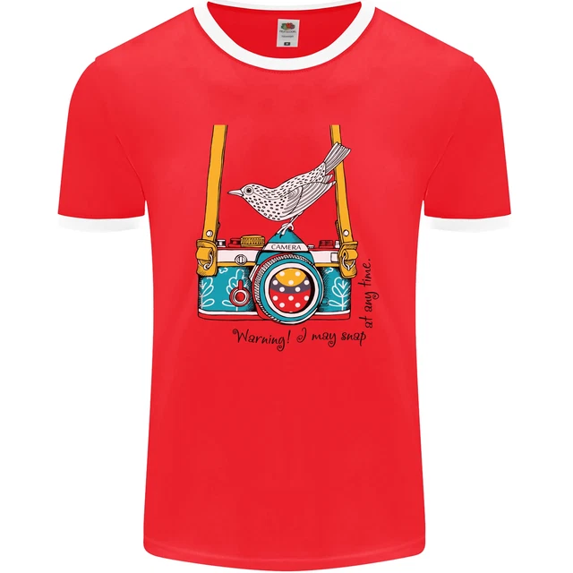 Camera With a Bird Photographer Photography Mens Ringer T-Shirt FotL
