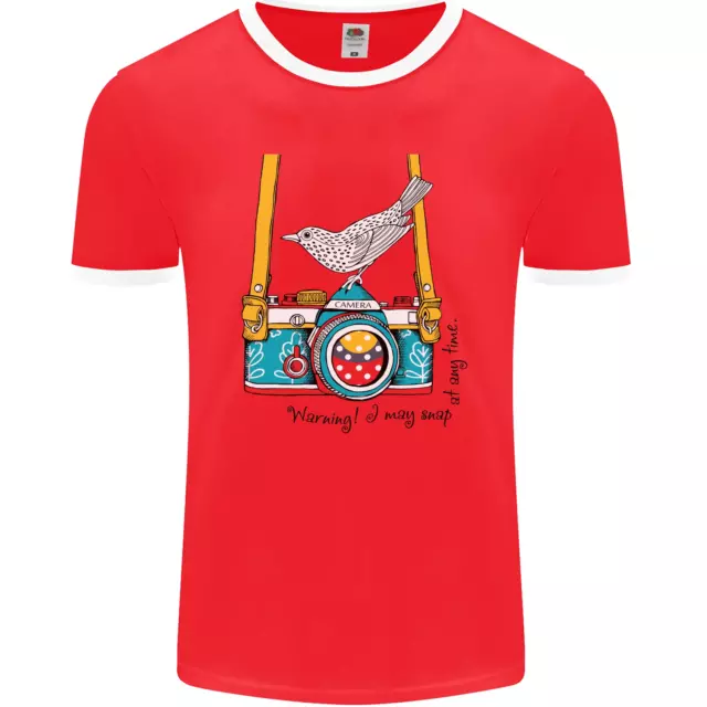 T-shirt Ringer fotocamera con un fotografo di uccellini fotografia uomo fotoL