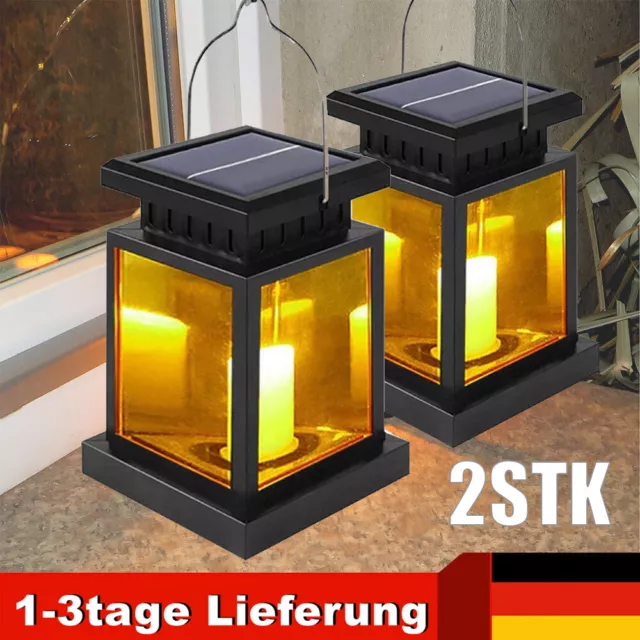 Solarlampe 2er Set Wasserdicht Solarleuchte Außen Gartenbeleuchtung Laterne Deko