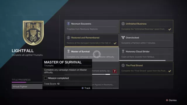 Master Weekly Campaign Mission (Master of Survival Triumph) - PS4/5/Xbox