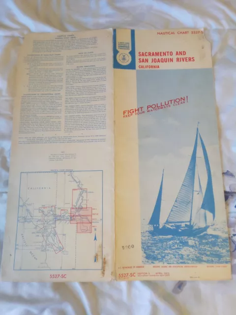1972 3rd Edition NOAA Sacramento & San Joaquin Rivers Nautical Chart Sleeve