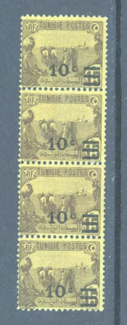 Tunisia 1928 Agriculture, SG 163, 10c on 15c, strip of four.