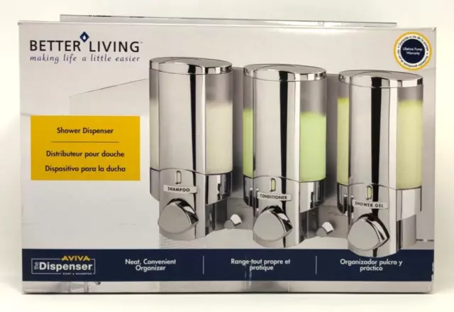 Better Living Products 76345 AVIVA Three Chamber Shower Dispenser Chrome