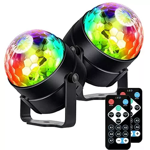 JORISUN Boule Disco Lumières Disco 2 Pack, Lumière Soirée Lampe de Scène Éclaira