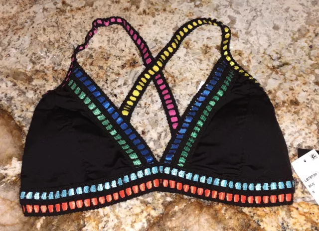 LA BLANCA Threading Along Triangle Black Bikini Swim Suit NEW Womens Sz 8 10 12 2
