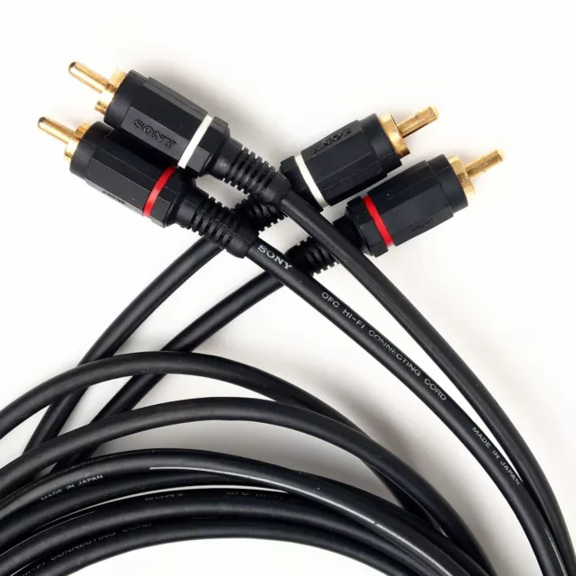 Sony Japan Gold OFC ES SACD RCA Phono Stereo Interconnect Cable Audio Hifi 2m