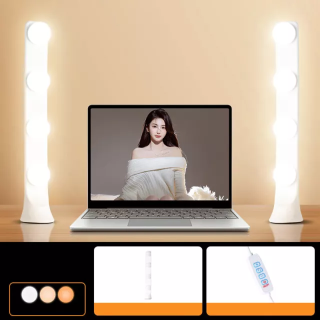 Bombilla LED Espejo Faro Portátil USB Enchufe Bombilla Anillo Lámpara Relleno Luz Maquillaje Sp