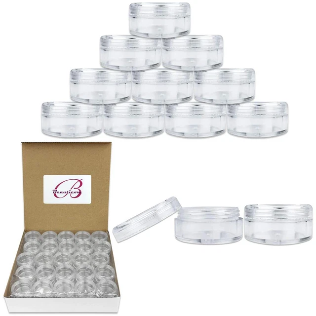 50 New Empty 5 Grams Acrylic Clear Round Jars - BPA Free Containers
