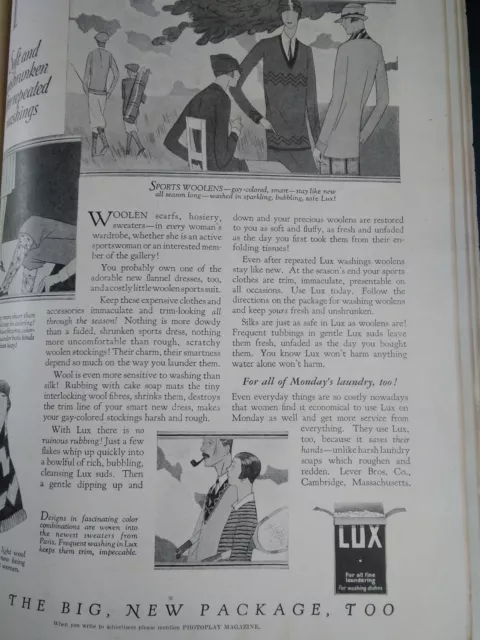Unilever Lux Soap 1926 Original Ad Rare VHTF Flapper Art Golf Tennis Lever Bros