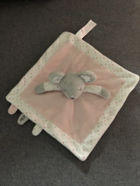 Doudou plat souris rose blanc gris OBAIBI OKAIDI