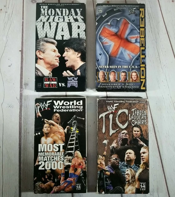 LOT OF 4 WWF VHS Tapes Rebellion, TLC, Monday Night War, Memorable