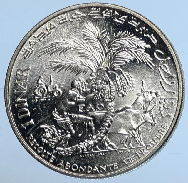 1970 TUNISIA Bourguiba Food & Agriculture OLD Silver Tunisian Dinar Coin i111218