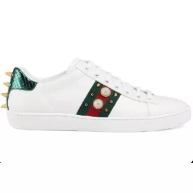 Gucci Pearl And Spike Ace Sneaker Size 35.5 EUR NIB