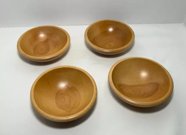 Baribocraft Wooden Bowl Set of 4 Nut / Snack Bowls Vintage Canada Maple Wood