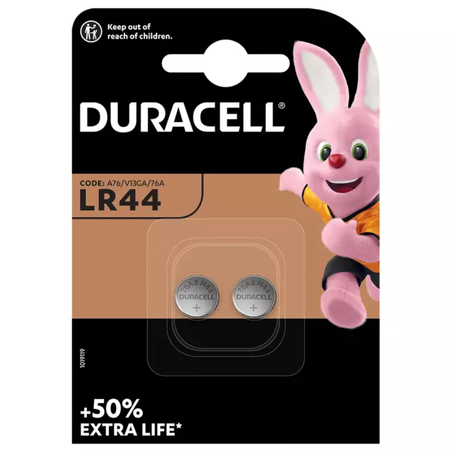 Duracell LR44 AG13 A76 V13GA Button Cell Batteries x 2 **Long Expiry**