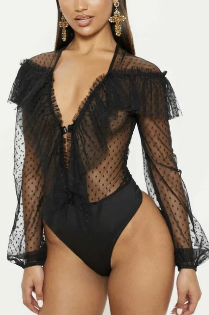 PRETTY LITTLE THING ~ Sexy Black Bodysuit Frilly Mesh Cami Knickers UK 10 S 6.85 - PicClick UK PRETTY LITTLE THING ~ Sexy Black Bodysuit Frilly Mesh Cami Knickers UK 10 S 6.85 - PicClick UK