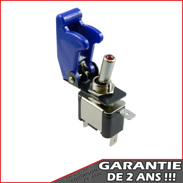 Interrupteur Bascule Voiture 12V/24V - Symboles Personnalisables, Lumière Bleue - Pour Feux, Treuil, Compresseur