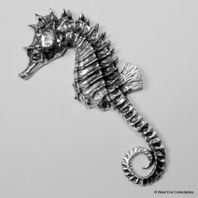 Seahorse Pewter Pin Brooch -British Hand Crafted- Sea Horse Marine Fish Aquarium