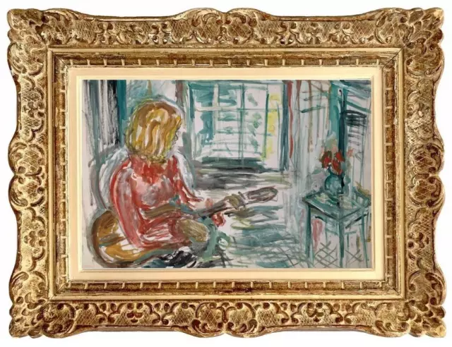 Raya SAFIR (1909-2004) Belle peinture Fauviste scène d'intérieur (11)