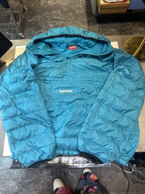 SUPREME MICRO DOWN Half Zipper Hooded Pullover (Blue Paisley