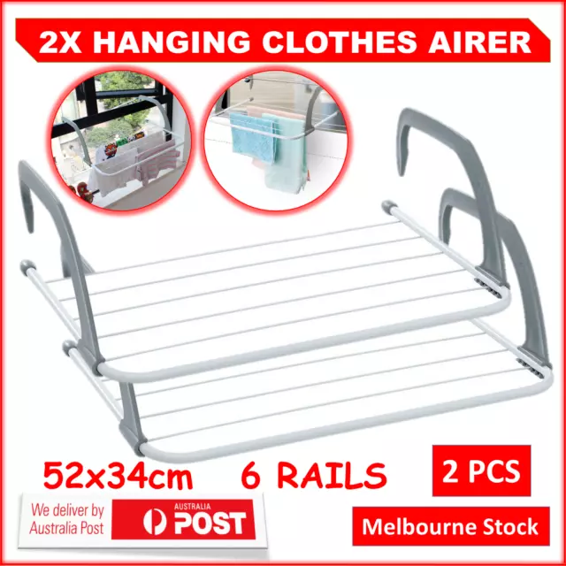 2X Over Door Clothes Airer Drying Rack Laundry Hanger Dryer Line Portable Indoor