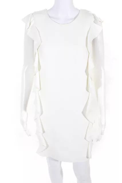 Giambattista Valli Womens Ruffle Sheath Dress Off White Size XS LL19LL