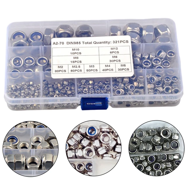 Écrous Hexagonaux Freinés En Nylon (insert) Acier Inox 304 Noir - Filetages M2,5 à M20