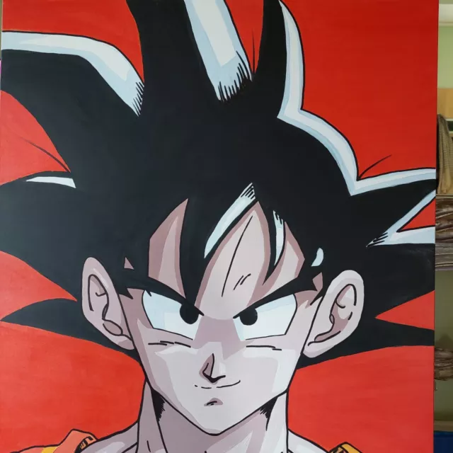 Imagen Pintado a Mano Acrílico En Lona - Manga Dragon Ball - Goku 3
