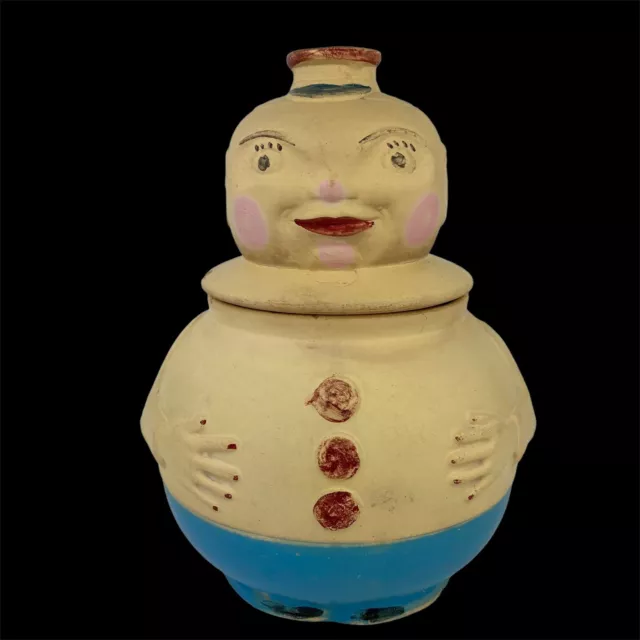 RARE 1920's USA American Bisque Roly Poly Captain Jelly Belly Brownie Cookie Jar