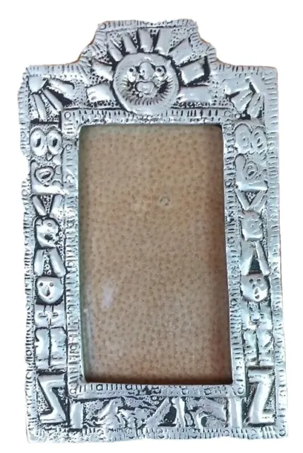 Vintage Mexican Pewter Picture Frame Sol Sun Design 8 x 5 holds 3 x 5 photo