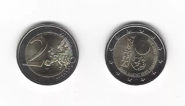 2 Euro Gedenkmünze 2018 aus Estland, 100 Jahre Republik, bankfrisch, bfr