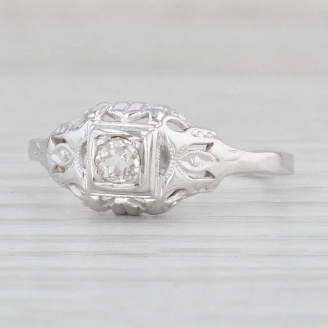 Kunst Deko 0.12ct Diamant Solitär Ring 10k 18k Weißgold Größe 8