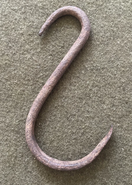 ANTIQUE IRON S HOOK Hand FORGED  Farmhouse Steampunk Repurpose Plant Hanging