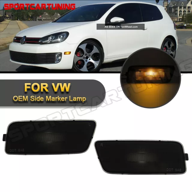 For VW MK6 GTI GTI 2010-2014 Front Amber LED Side Marker Light Smoked Lens 2PCS
