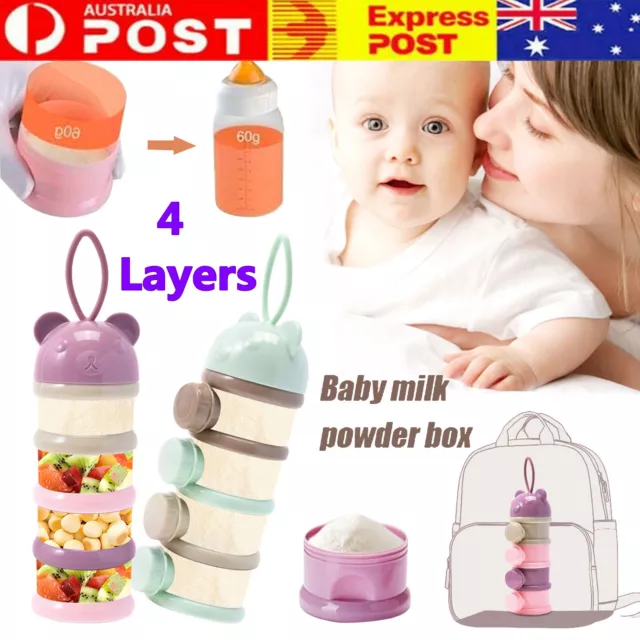 4 Layers Baby Milk Powder Feeding Case Box Formula Dispenser Food Container AU