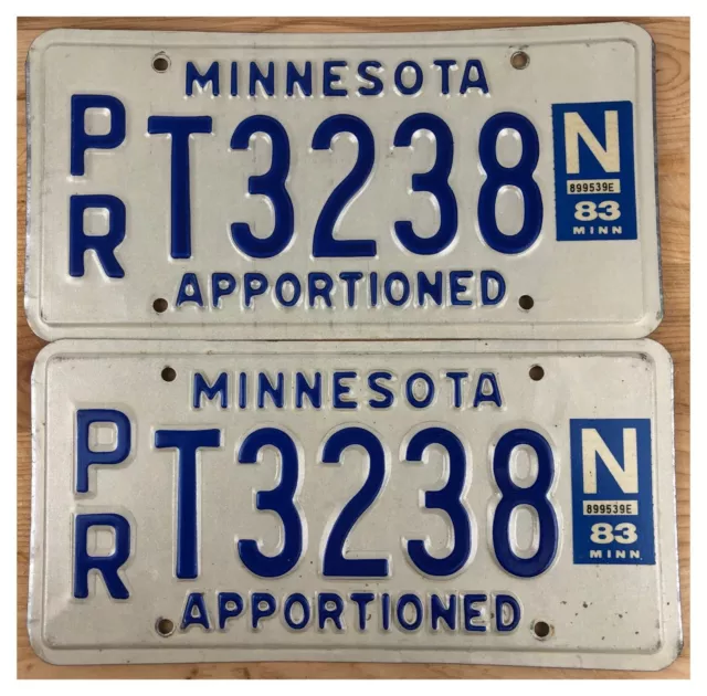 Minnesota 1983 APPORTIONED TRUCK License Plate Pair P/R T3238!