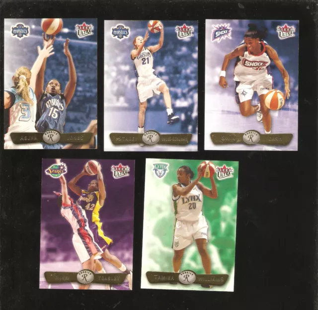 2002 ultra wnba 19 diff sp rookies,swin cash, schuman,teasley,snow, yamasaki