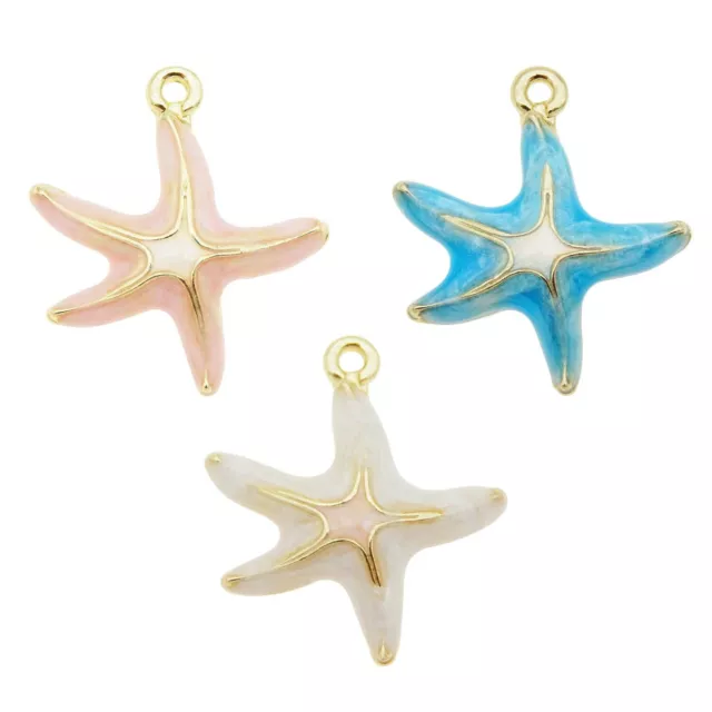 12 Stück Legierung Emaille Sortiert Seesterne Anhänger Charme Schmuck Zubehör