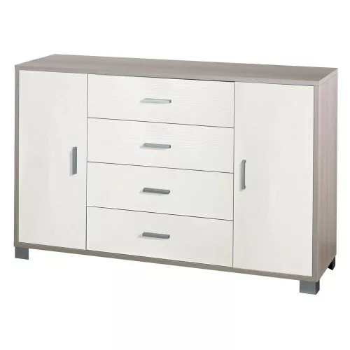 Mobile Credenza 2 Ante 4 Cassetti Bianco Olmo Madia Contenitore Buffet Salotto