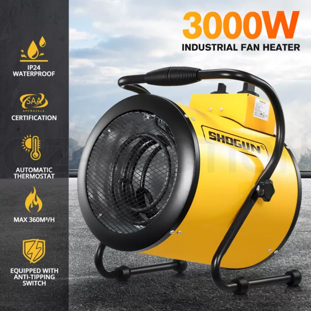 2-in-1 Portable Electric Industrial Fan Heater Free Standing Carpet Dryer 3000W