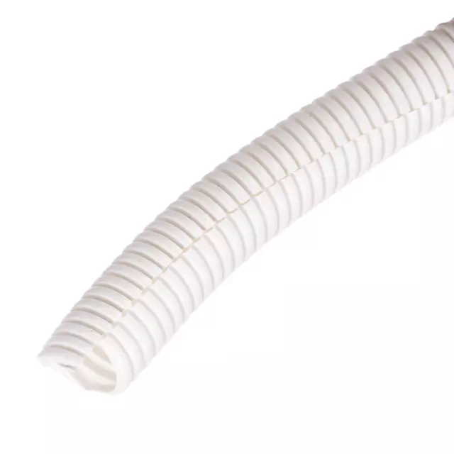 Dividido Alambre Telar Tubería PE Corrugado Tubo Conducto 10 Pies 20x25mm Blanco