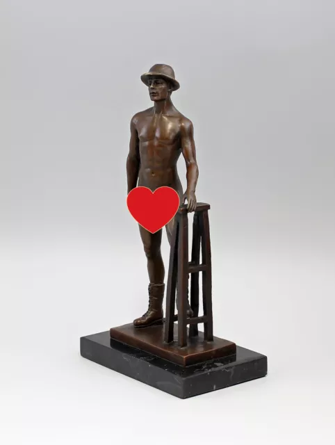 9973051-dds signiert Patoue Skulptur Bronze Figur Männer-Akt erotisch 2