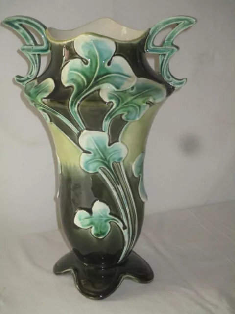 Grand vase barbotine Art Nouveau style nouille Guimard signé a identifier TBE