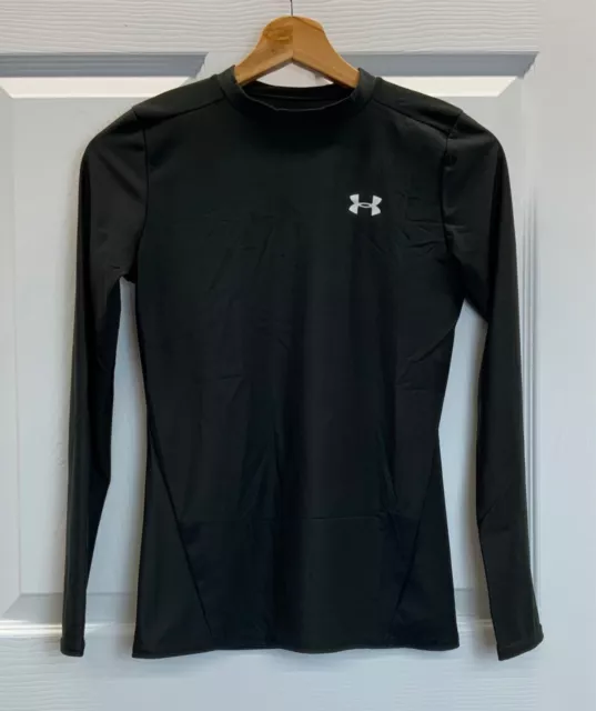 EUC Boys Under Armour Black Heat Gear Fitted Long Sleeve Top Shirt, LARGE