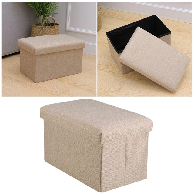 Pouf con contenitore sgabello pieghevole sedile ripostiglio stoccaggio